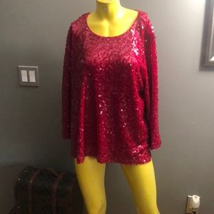 HOT PINK SEQUIN TOP NWT SIZE 18